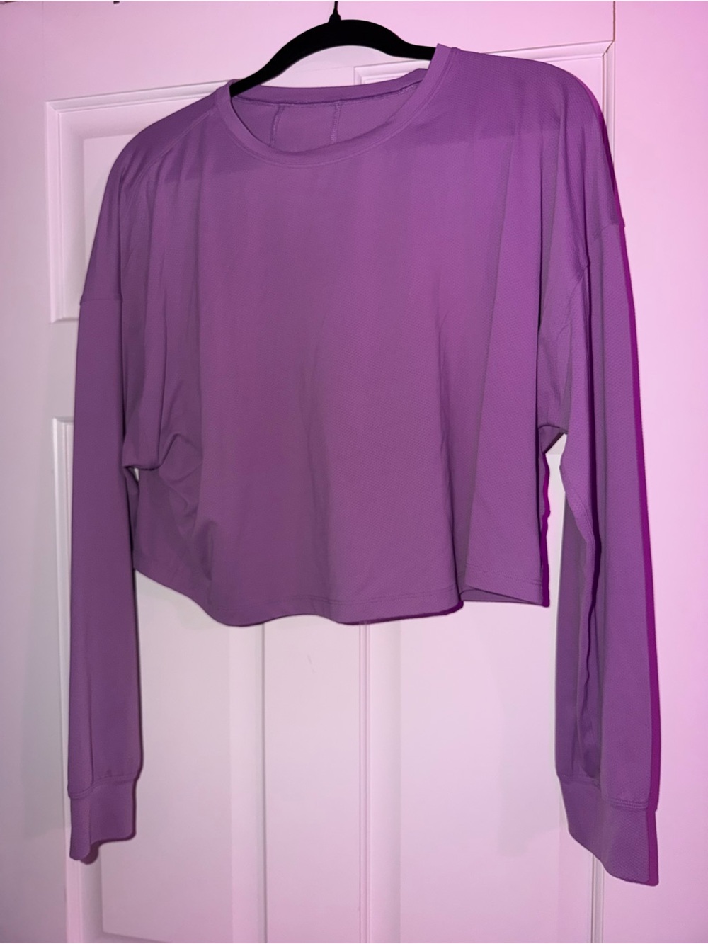 Lululemon Muscle Love Long Sleeve Shirt Crop Oversized Wisteria Purple 10 LkNew